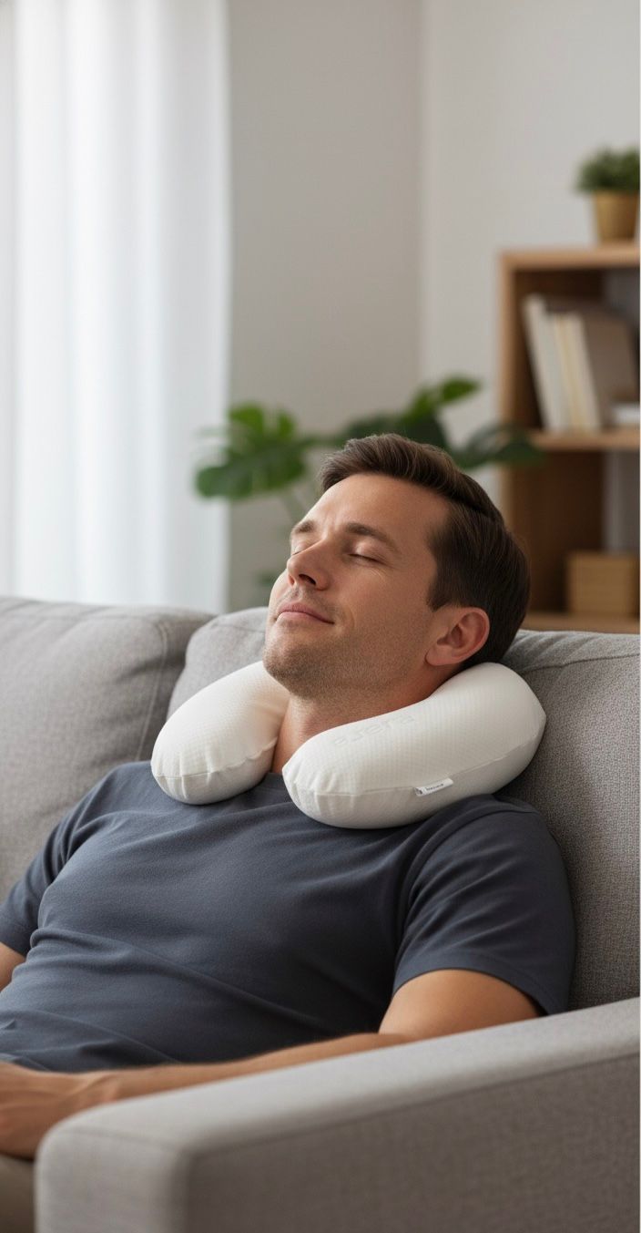 Almohada Cervical Viscoelástica Aloe Vera- Soporte Ergonómico para Cuello, Viajes y sofá